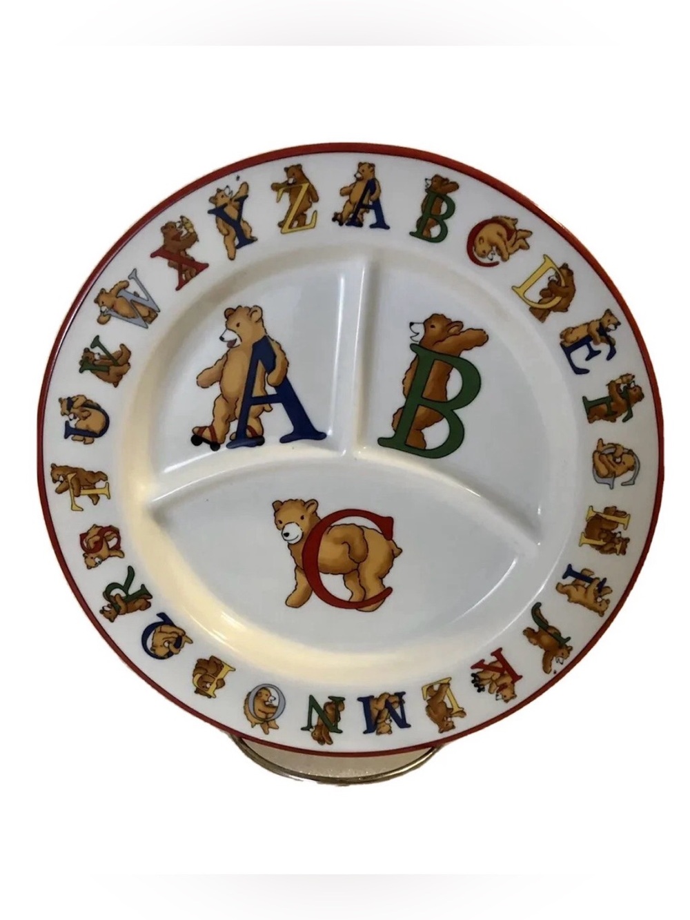 Tiffany & Co. Children's Alphabet Bear Divided Ceramic Plate